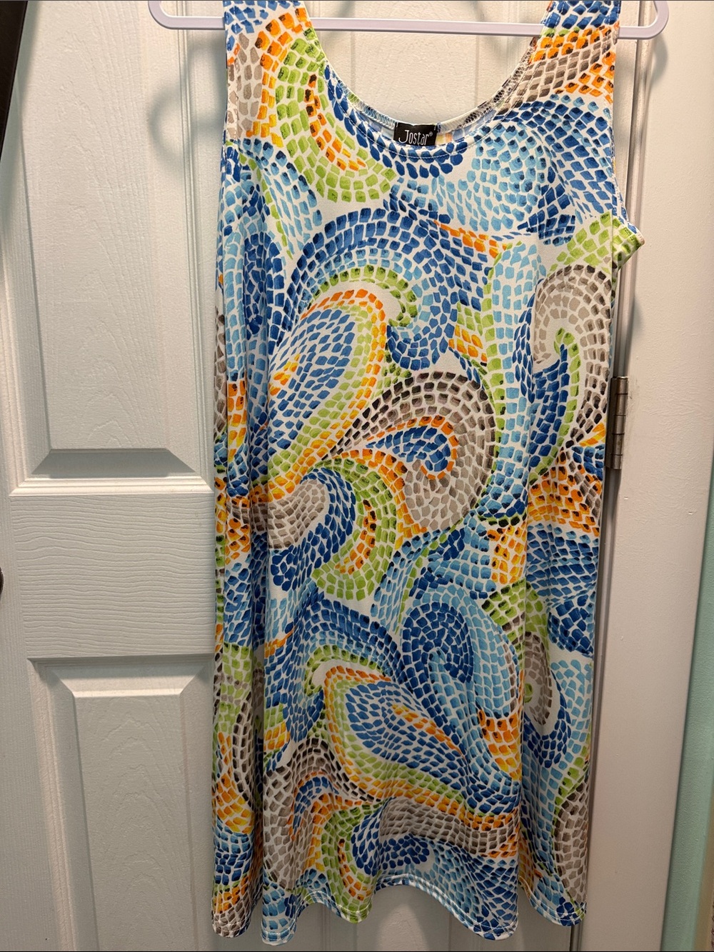 Jostar Blue Multicolor Mosaic Tank Dress